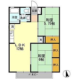 セジュール浜津 2LDKの間取図画像