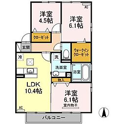 アルシオネA 3LDKの間取図画像