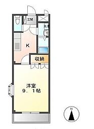 T・プロムナード 1Kの間取図画像