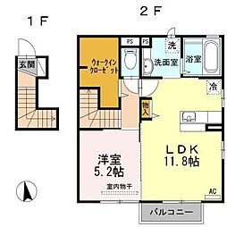ディールームハル鶴島 1LDKの間取図画像