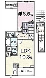 ラ・メール 1LDKの間取図画像