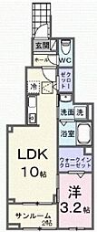 ラ・メール 1LDKの間取図画像