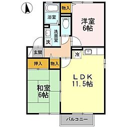 メゾンクレールA棟 2LDKの間取図画像