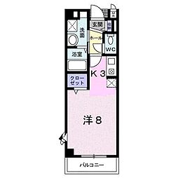 シールド青葉 1Kの間取図画像