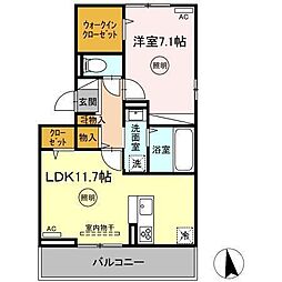 ボヌールK 1LDKの間取図画像