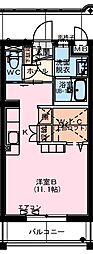 Vivido arcobaleno(ビビッド アルコバレーノ ワンルームの間取図画像
