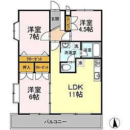 ラーバンハイツ 3LDKの間取図画像