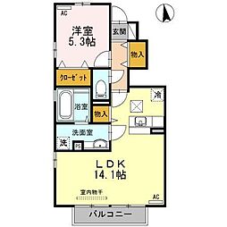 ルームケースリーA 1LDKの間取図画像
