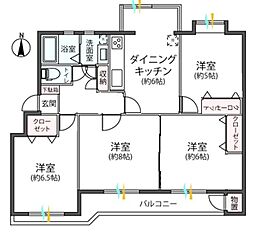 宮前平グリーンハイツ26号棟 4DKの間取図画像
