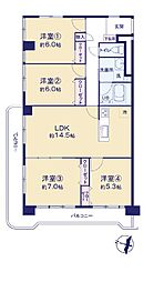 藤沢六会トーカンマンション 4LDKの間取図画像