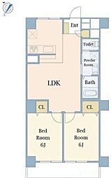 大倉山パークハイツ 2LDKの間取図画像