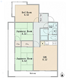 コスモテラス菊名 3LDKの間取図画像