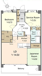ビッグヴァン横濱和泉町 2SLDKの間取図画像
