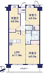 ライオンズガーデンヒルズ上大岡 3LDKの間取図画像