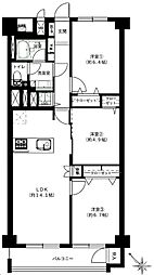 上星川団地2号棟 3LDKの間取図画像