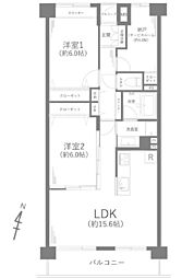 プライムコート磯子屏風ヶ浦 2SLDKの間取図画像