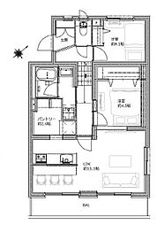 朝日プラザ二俣川 2LDKの間取図画像