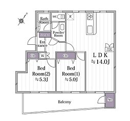堀ノ内マンションB棟 2LDKの間取図画像