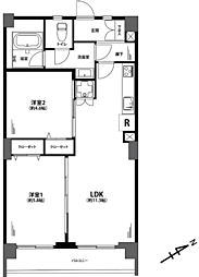 六郷住宅 2LDKの間取図画像