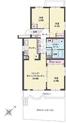 磯子レインボーハイツ6-2号棟 3LDKの間取図画像