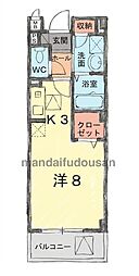ミラ・クレイン ワンルームの間取図画像