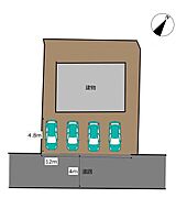 【区画図】区画図です。並列4台駐車可能です。