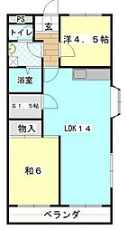 サニーガーデンB 2LDKの間取図画像