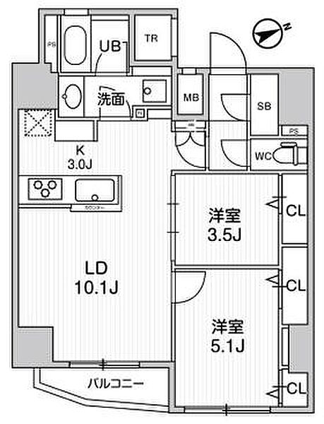 グラシアプレイス浅草橋 902｜東京都台東区浅草橋3丁目(賃貸マンション2LDK・9階・52.16㎡)の写真 その2