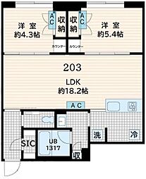 渋谷区恵比寿4丁目マンション 2LDKの間取図画像