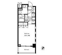 パークキューブ目黒タワー 1Kの間取図画像