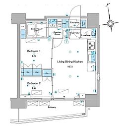 ルフォンプログレ品川大井 2LDKの間取図画像