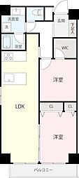 五反田ガーデンハイツ 2LDKの間取図画像
