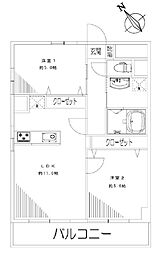 浜町グランドハイツ 2LDKの間取図画像