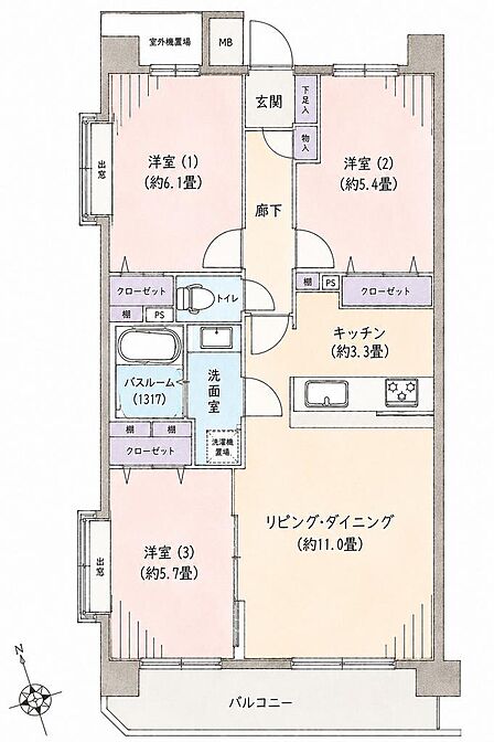 3LDK 間取り