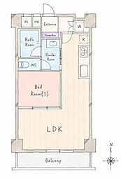 雷門永谷マンション 1LDKの間取図画像