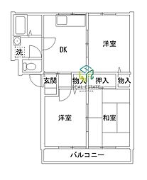 グリーンフルうちはら 3DKの間取図画像