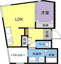 ルミエール星田2番館 1LDKの間取図画像