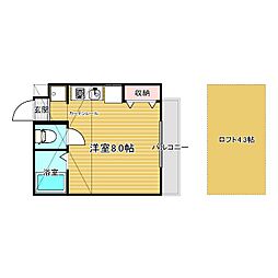 Emiria 2階ワンルームの間取り