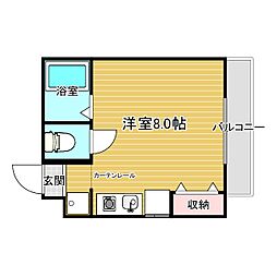 Emiria 1階ワンルームの間取り