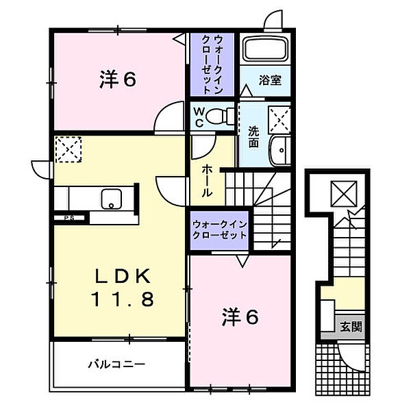 オリエンス弐番館 201｜神奈川県相模原市緑区下九沢(賃貸アパート2LDK・2階・58.80㎡)の写真 その2