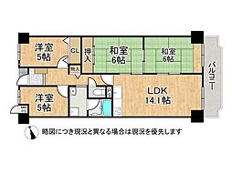 ユニハイム西宮2 4LDKの間取図画像