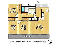 メルヘン宝塚 3LDKの間取図画像