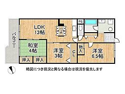 武庫川ニュースカイハイツ 2SLDKの間取図画像