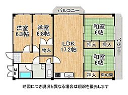 宝塚リッツハウスB棟 4LDKの間取図画像