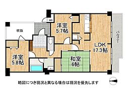 ラ・ビスタサウステラス1番館 3LDKの間取図画像