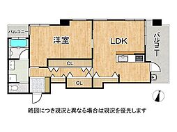 ペイサージュ宝塚寿楽荘 1LDKの間取図画像