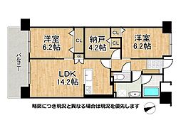芦屋ハイツ翠ケ丘 2SLDKの間取図画像