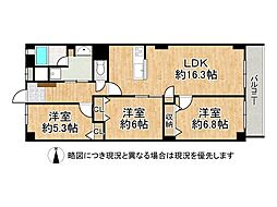 シーアイマンション夙川 3LDKの間取図画像