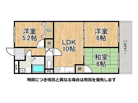 南向きの明るい3LDKの間取り