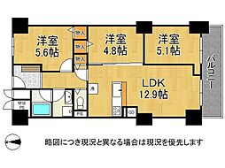 日商岩井夙川マンション 3LDKの間取図画像